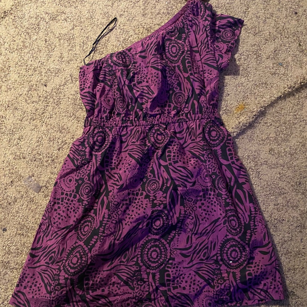 Red by Marc Eckō Tribal one shoulder dress purple